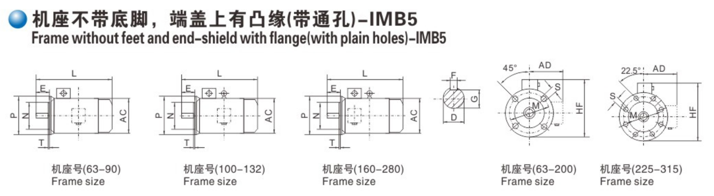 Dimensions of Three-Phase Asynchronous Motor