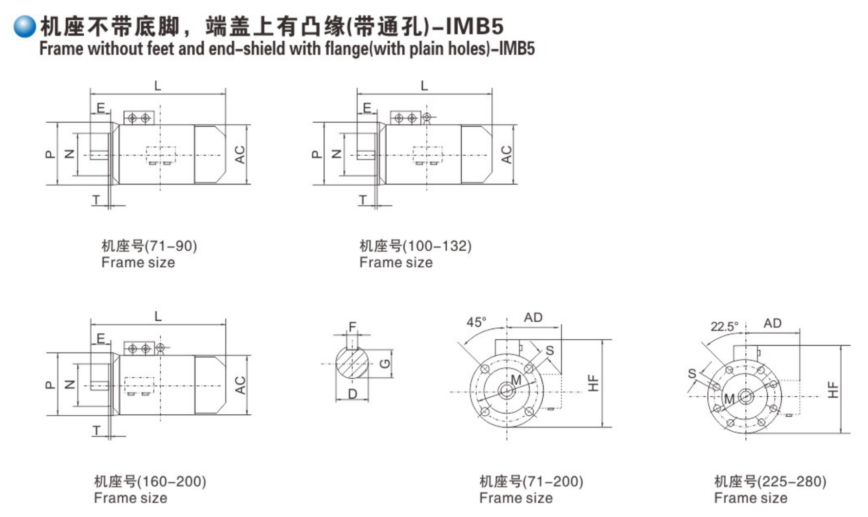 Dimensions of Three-Phase Asynchronous Motor