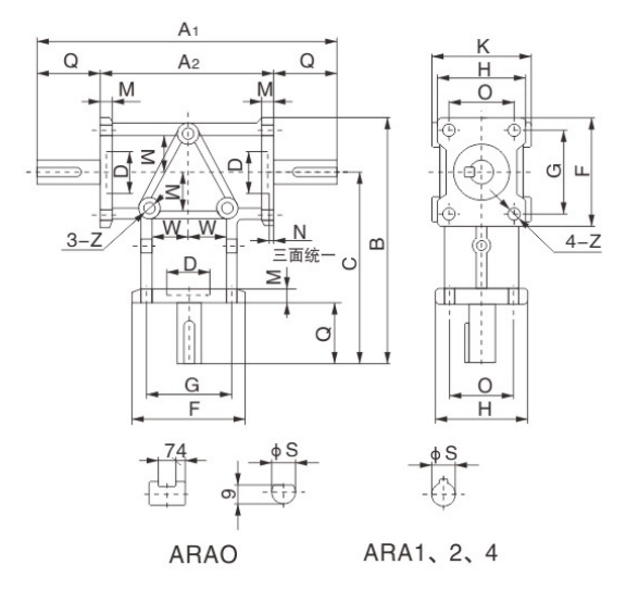 Specifations of ARA Spiral Bevel Gear Reducer