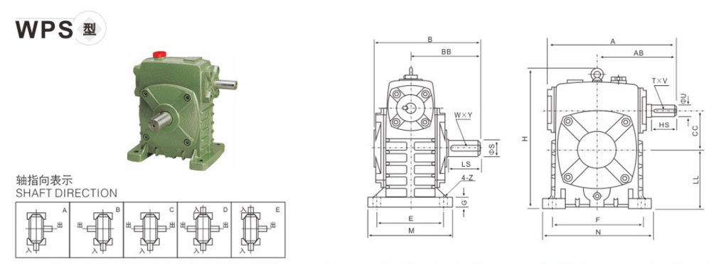 Specifations of WP Worm Gear Reducer