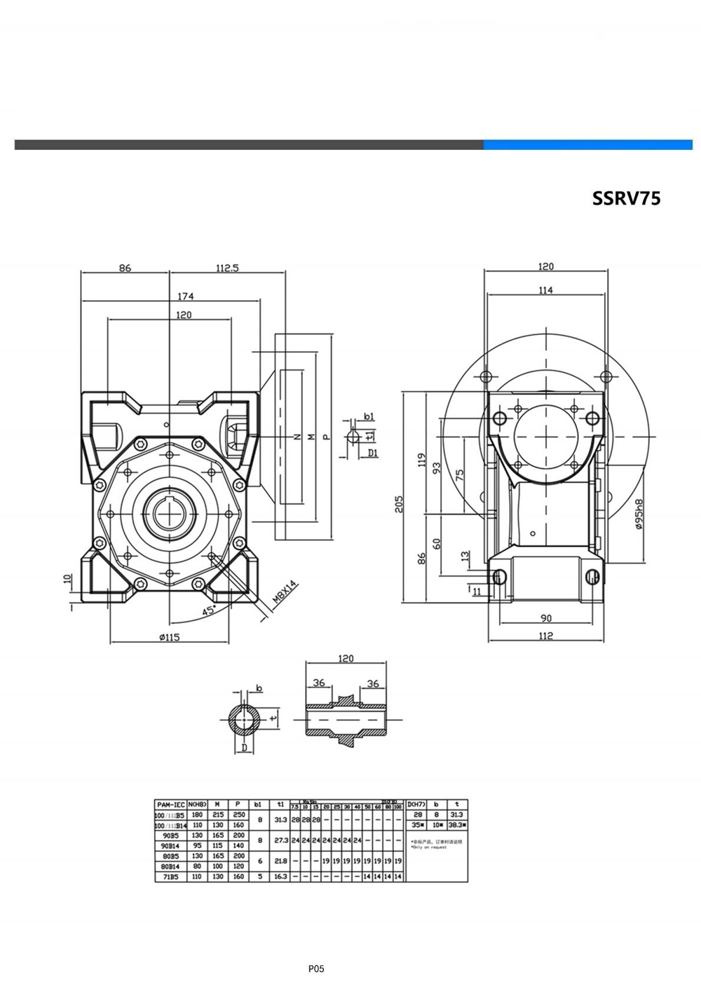 Dimensions of Stainless Steel Worm Gear Reducer